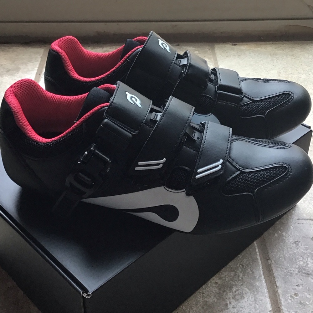 Peloton Black Cycling Shoes with Red Trim